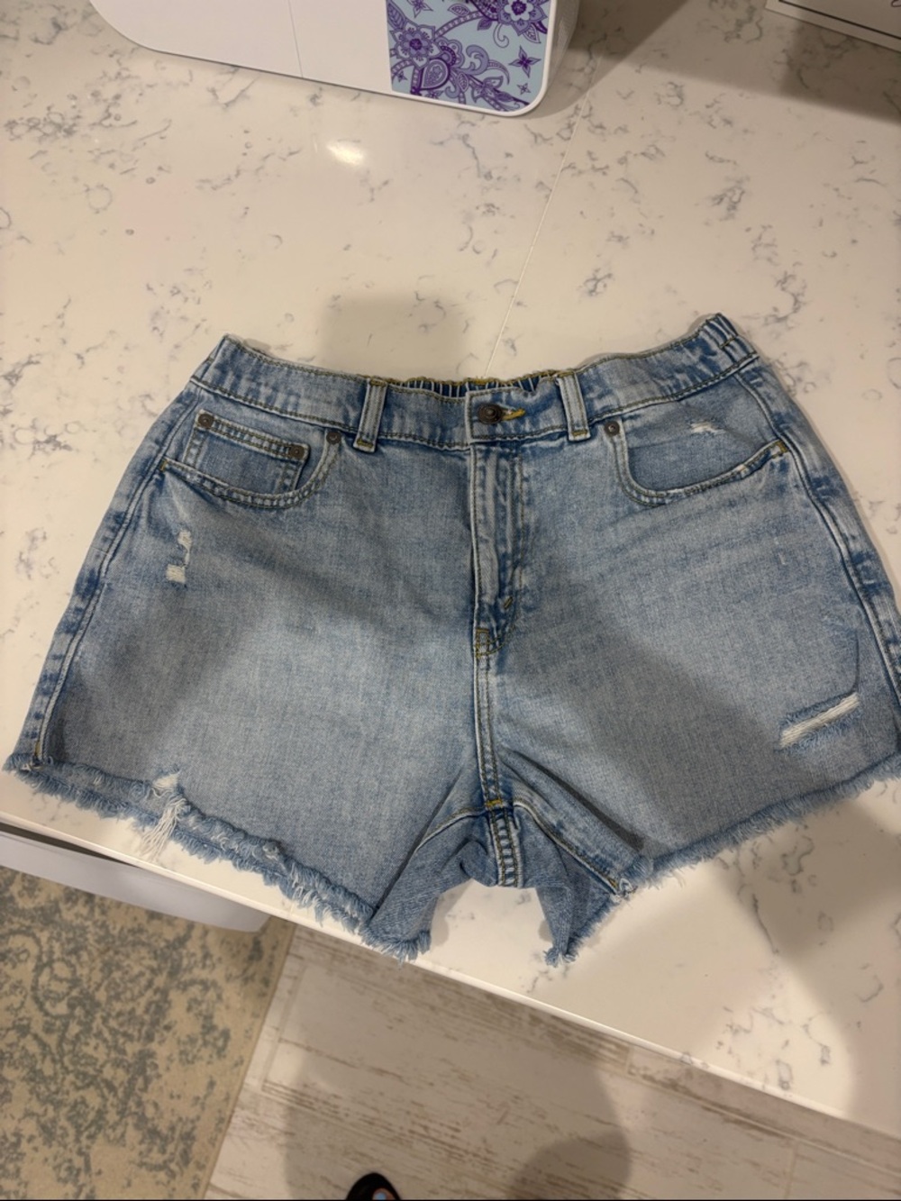 aerie Light Wash Distressed Dreamy Denim Shorts